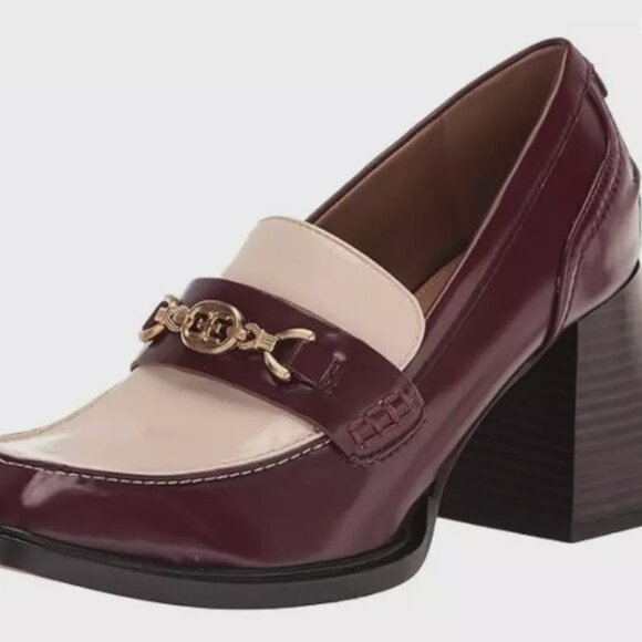 Sam Edelman Quincy Block Heel Loafer MSRP$190 CHIC & COMFORTABLE in Syrah/Ivory - Picture 12 of 13